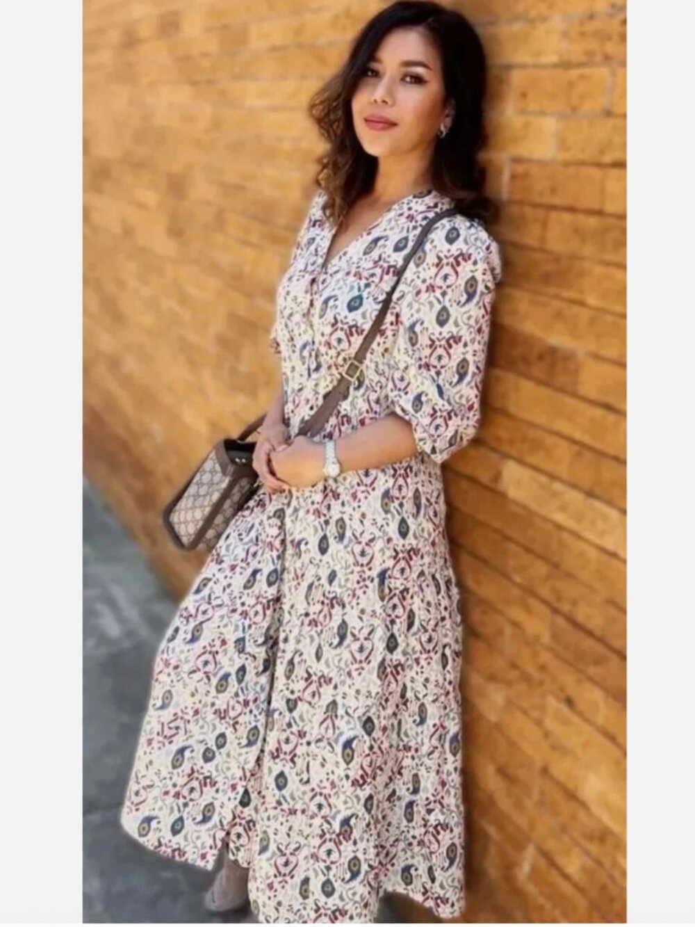 Zara Tiered Ruffle Button Front Midi Dress